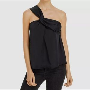 RAMY BROOK ONE SHOULDER JOCELYN HALTER TOP NWT SIZE L CHIC BLACK